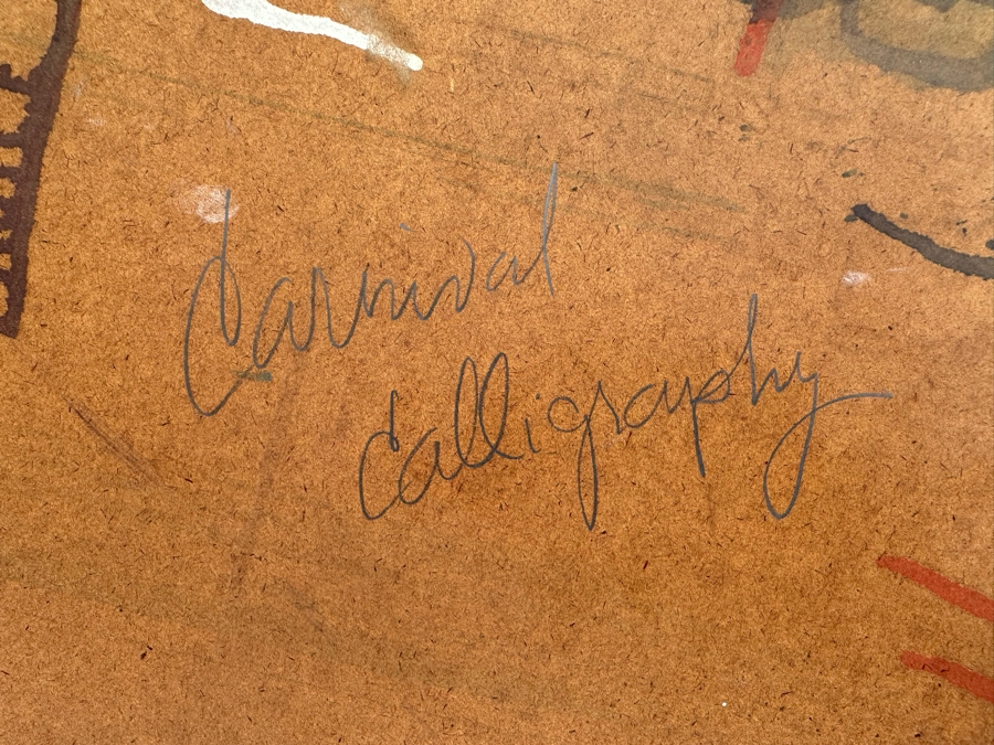 Gerrit Greve (1948-2024, Cardiff by the Sea, CA) Original Early Abstract Acrylic Painting On Door Titled 'Carnival Calligraphy' Signed Front 47' X 28' Estimate $1,000-$2,000 [Photo 13]