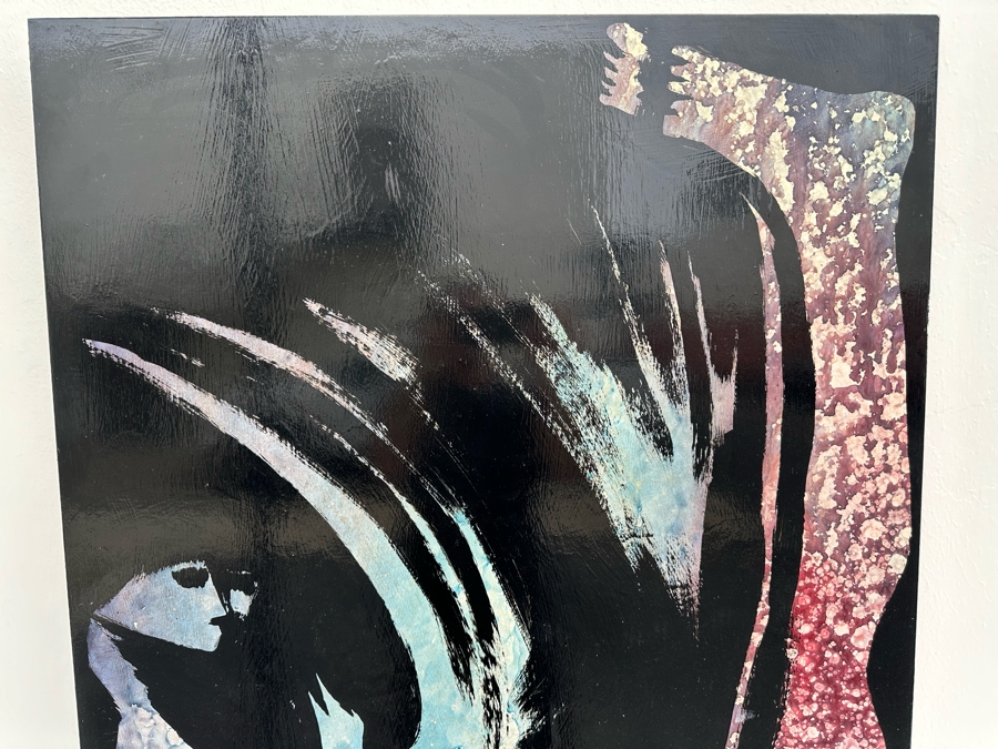 Gerrit Greve (1948-2024, Cardiff by the Sea, CA) Original Early Abstract Acrylic Painting On Door Titled 'Leda & The Swan' Signed Front 32' X 47' Estimate $1,000-$2,000 [Photo 6]