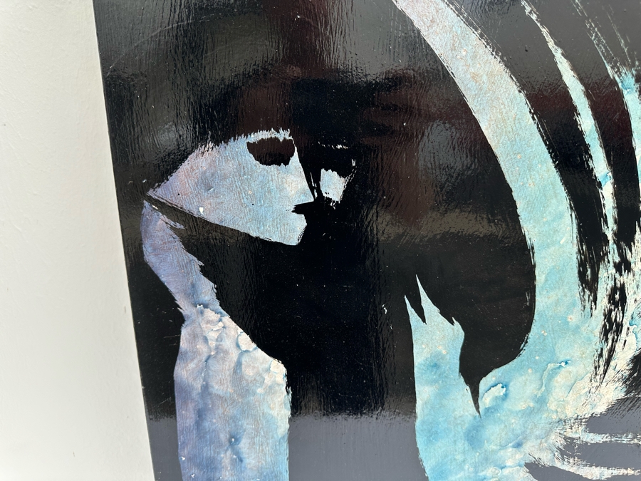 Gerrit Greve (1948-2024, Cardiff by the Sea, CA) Original Early Abstract Acrylic Painting On Door Titled 'Leda & The Swan' Signed Front 32' X 47' Estimate $1,000-$2,000 [Photo 3]