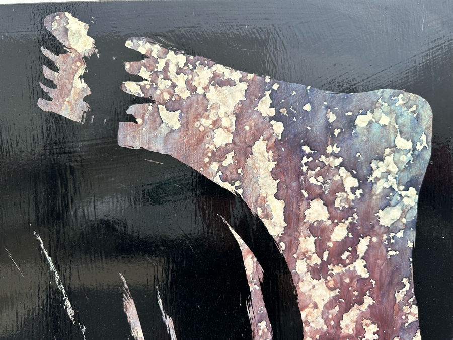 Gerrit Greve (1948-2024, Cardiff by the Sea, CA) Original Early Abstract Acrylic Painting On Door Titled 'Leda & The Swan' Signed Front 32' X 47' Estimate $1,000-$2,000 [Photo 7]