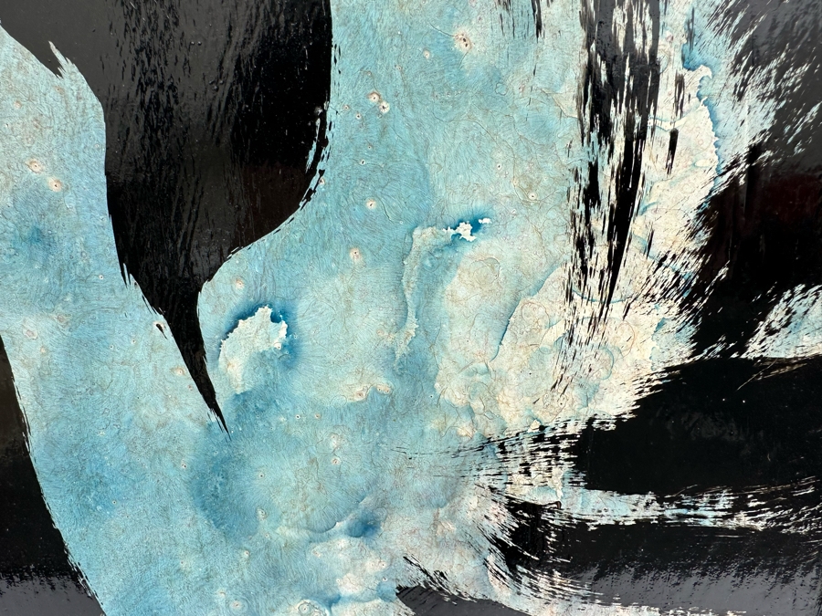 Gerrit Greve (1948-2024, Cardiff by the Sea, CA) Original Early Abstract Acrylic Painting On Door Titled 'Leda & The Swan' Signed Front 32' X 47' Estimate $1,000-$2,000 [Photo 9]