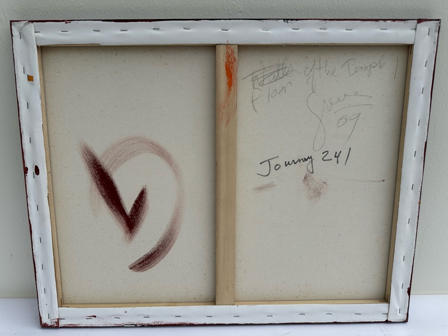 Gerrit Greve (1948-2024, Cardiff by the Sea, CA) Original Abstract Acrylic Painting On Canvas Titled 'Floor Of The Temple, Journey 241' 2009 Signed Verso 28' X 22' Estimate $1,000-$2,000 [Photo 5]