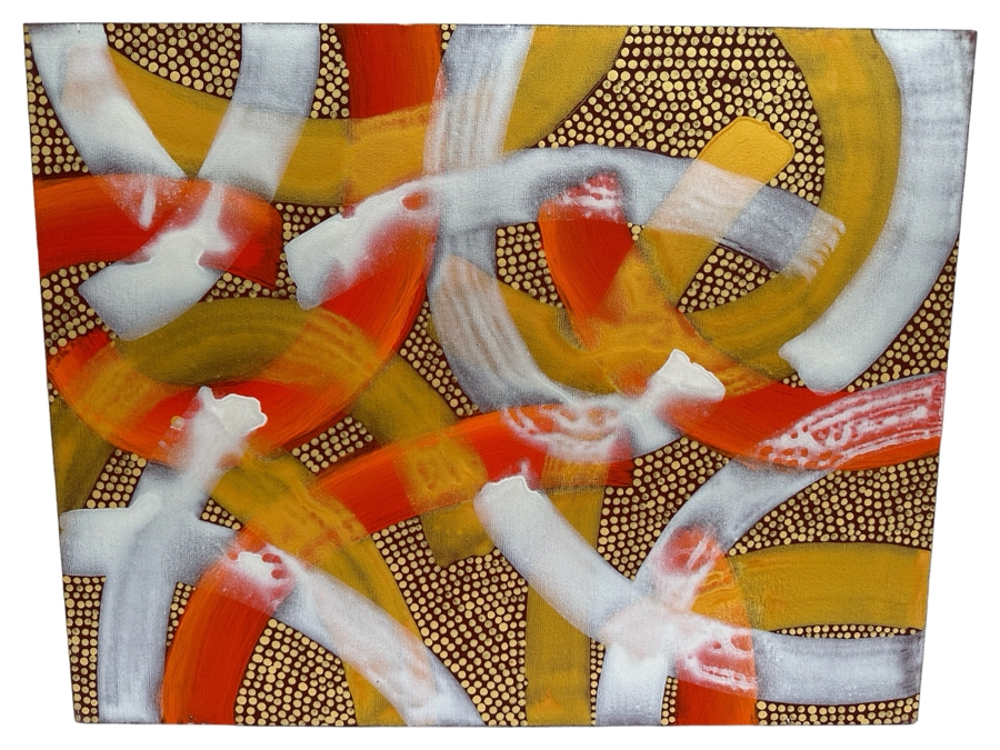 Gerrit Greve (1948-2024, Cardiff by the Sea, CA) Original Abstract Acrylic Painting On Canvas Titled 'Floor Of The Temple, Journey 241' 2009 Signed Verso 28' X 22' Estimate $1,000-$2,000 [Photo 1]