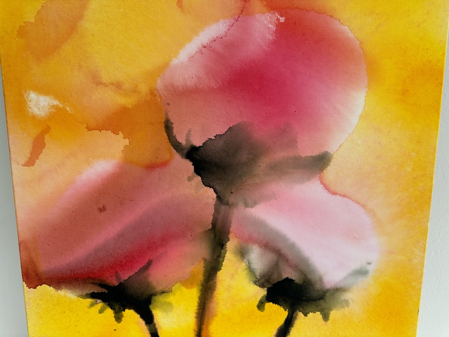Gerrit Greve (1948-2024, Cardiff by the Sea, CA) Original Abstract Flowers Acrylic Painting On Canvas 2020 Signed Verso 24' X 30' Estimate $1,000-$2,000 [Photo 2]