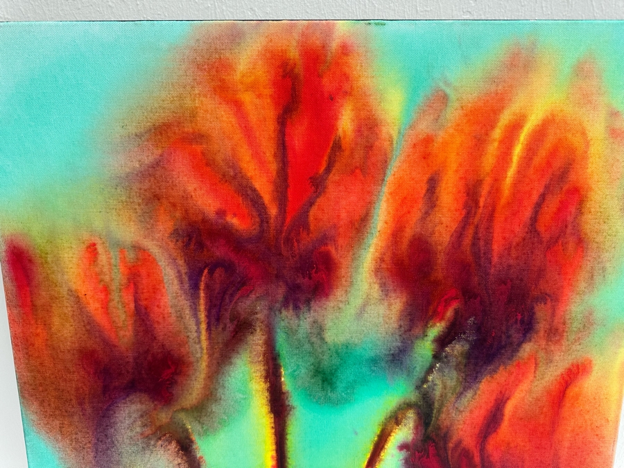 Gerrit Greve (1948-2024, Cardiff by the Sea, CA) Original Abstract Flowers Acrylic Painting On Canvas Signed Front 24' X 30' Estimate $1,000-$2,000 [Photo 2]