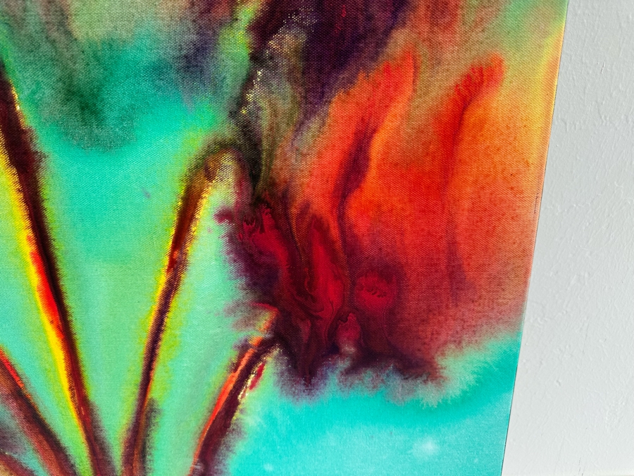 Gerrit Greve (1948-2024, Cardiff by the Sea, CA) Original Abstract Flowers Acrylic Painting On Canvas Signed Front 24' X 30' Estimate $1,000-$2,000 [Photo 3]