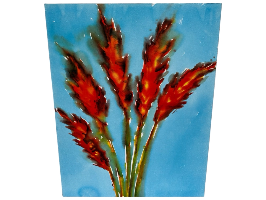Gerrit Greve (1948-2024, Cardiff by the Sea, CA) Original Abstract Flowers Acrylic Painting On Canvas 2020 Signed Verso 24' X 30' Estimate $1,000-$2,000 [Photo 1]