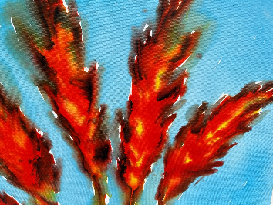 Gerrit Greve (1948-2024, Cardiff by the Sea, CA) Original Abstract Flowers Acrylic Painting On Canvas 2020 Signed Verso 24' X 30' Estimate $1,000-$2,000 [Photo 2]