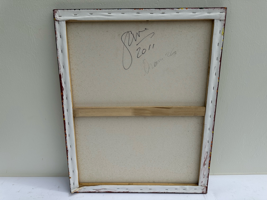 Gerrit Greve (1948-2024, Cardiff by the Sea, CA) Original Modernist Abstract Mixed Media Sand Acrylic Painting On Canvas Titled 'Dream 26' 2011 Signed Verso 24' X 30' Estimate $1,000-$2,000 [Photo 5]