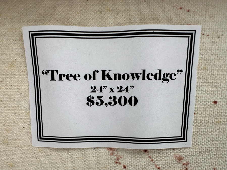 Gerrit Greve (1948-2024, Cardiff by the Sea, CA) Original Mixed Media Icon Series Acrylic Painting On Canvas Titled 'Tree Of Knowledge' 2001 Signed Verso 24' X 24' Retails $5,300 Estimate $1,000-$2,000 [Photo 8]