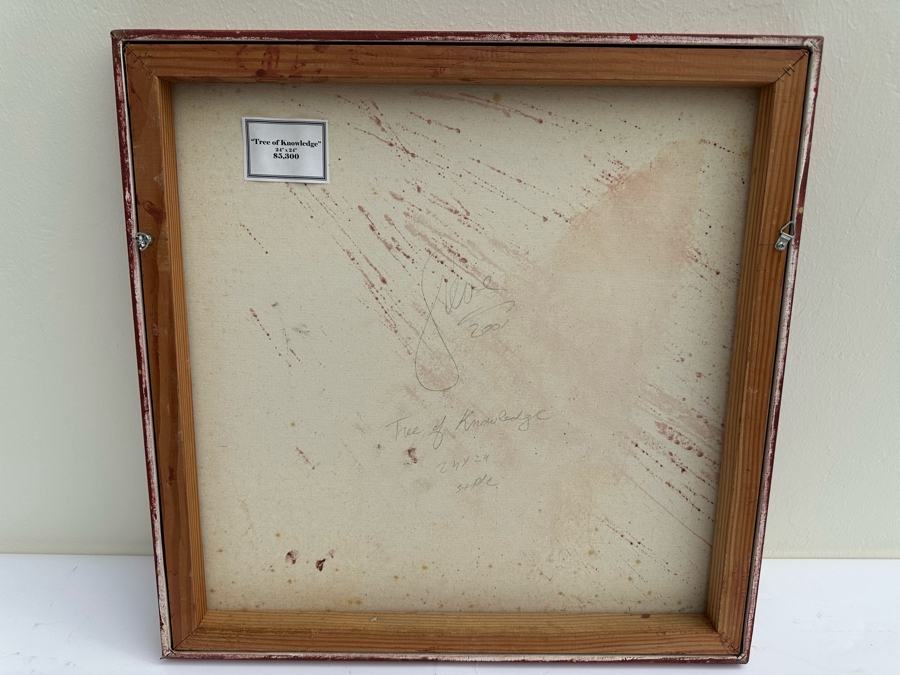 Gerrit Greve (1948-2024, Cardiff by the Sea, CA) Original Mixed Media Icon Series Acrylic Painting On Canvas Titled 'Tree Of Knowledge' 2001 Signed Verso 24' X 24' Retails $5,300 Estimate $1,000-$2,000 [Photo 7]