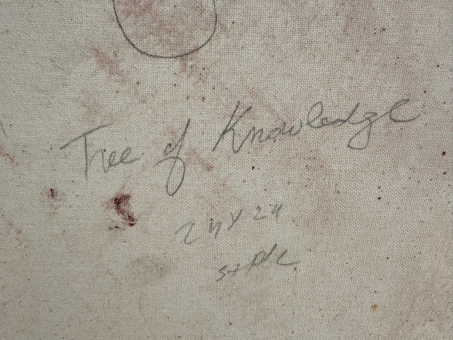 Gerrit Greve (1948-2024, Cardiff by the Sea, CA) Original Mixed Media Icon Series Acrylic Painting On Canvas Titled 'Tree Of Knowledge' 2001 Signed Verso 24' X 24' Retails $5,300 Estimate $1,000-$2,000 [Photo 10]