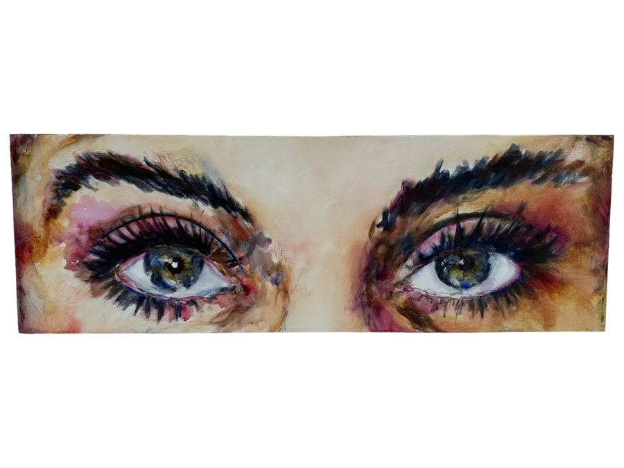 Gerrit Greve (1948-2024, Cardiff by the Sea, CA) Original Eyes Acrylic Painting 2011 Signed Verso 36' X 12' Estimate $1,000-$2,000 [Photo 1]