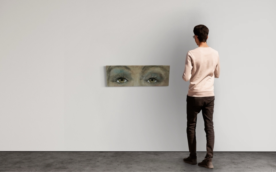 Gerrit Greve (1948-2024, Cardiff by the Sea, CA) Original Eyes Acrylic Painting Signed Verso 36' X 12' Estimate $1,000-$2,000 [Photo 2]