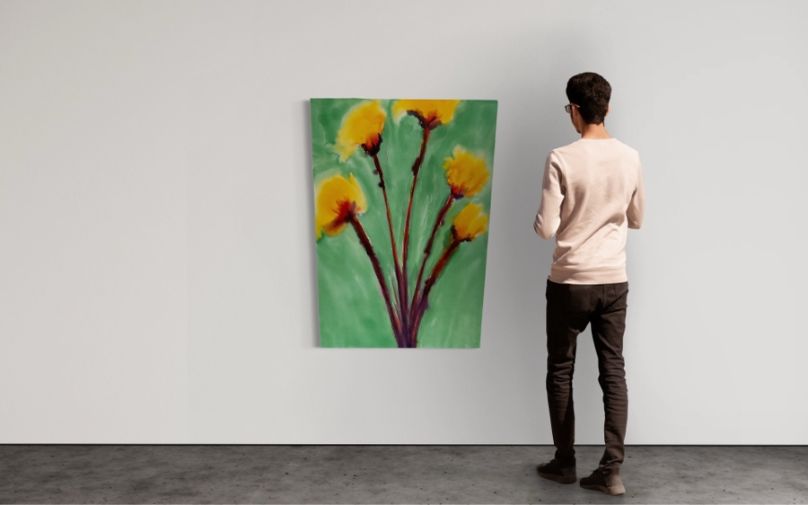 Gerrit Greve (1948-2024, Cardiff by the Sea, CA) Original Abstract Flowers Acrylic Painting On Canvas 2020 Signed Verso 36' X 48'	 Estimate $1,000-$2,000 [Photo 2]