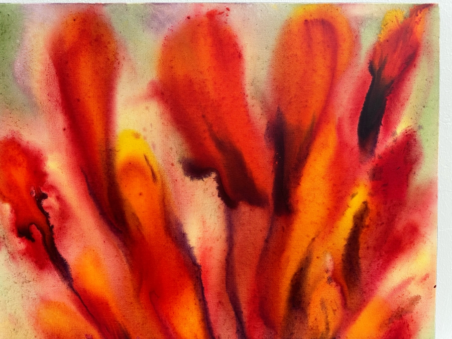 Gerrit Greve (1948-2024, Cardiff by the Sea, CA) Original Abstract Flowers Acrylic Painting On Canvas 2020 Signed Verso 36' X 48'	 Estimate $1,000-$2,000 [Photo 3]