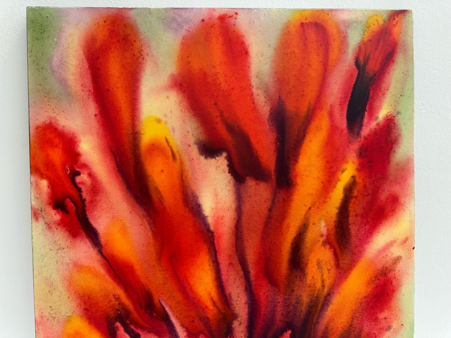 Gerrit Greve (1948-2024, Cardiff by the Sea, CA) Original Abstract Flowers Acrylic Painting On Canvas 2020 Signed Verso 36' X 48'	 Estimate $1,000-$2,000 [Photo 6]
