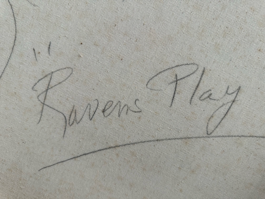 Gerrit Greve (1948-2024, Cardiff by the Sea, CA) Original Mixed Media Acrylic Painting Titled 'Ravens Play' Signed Verso 48' X 36' Estimate $1,000-$2,000 [Photo 13]