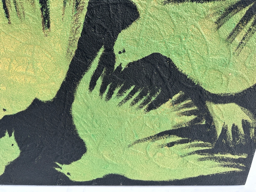 Gerrit Greve (1948-2024, Cardiff by the Sea, CA) Original Mixed Media Acrylic Painting Titled 'Ravens Play' Signed Verso 48' X 36' Estimate $1,000-$2,000 [Photo 6]