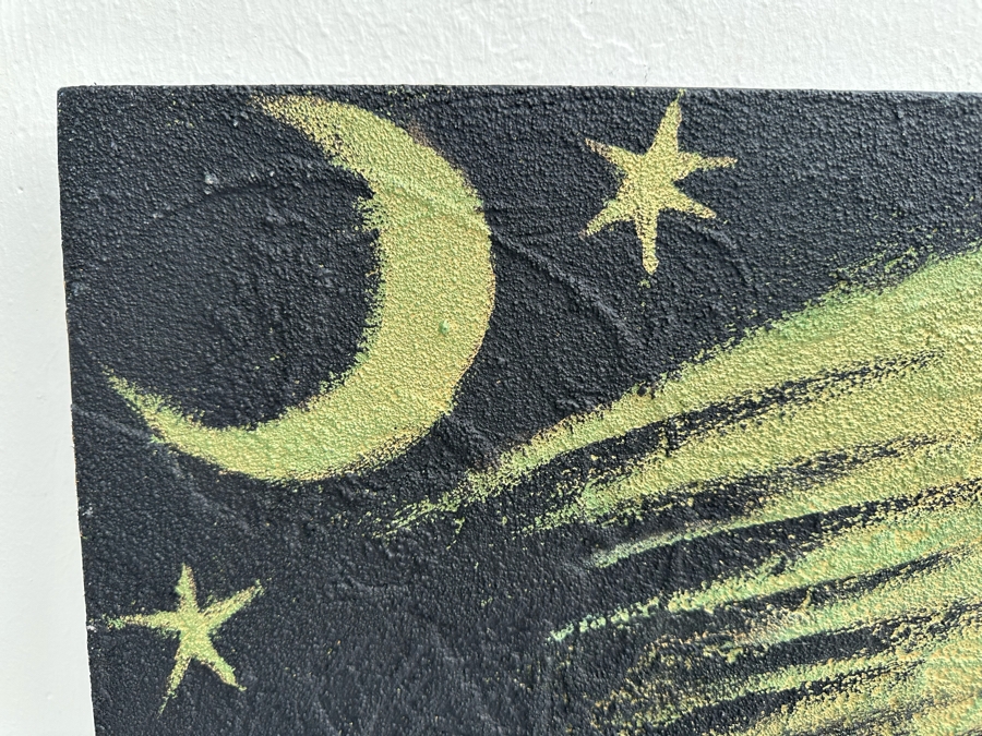 Gerrit Greve (1948-2024, Cardiff by the Sea, CA) Original Mixed Media Acrylic Painting Titled 'Ravens Play' Signed Verso 48' X 36' Estimate $1,000-$2,000 [Photo 7]