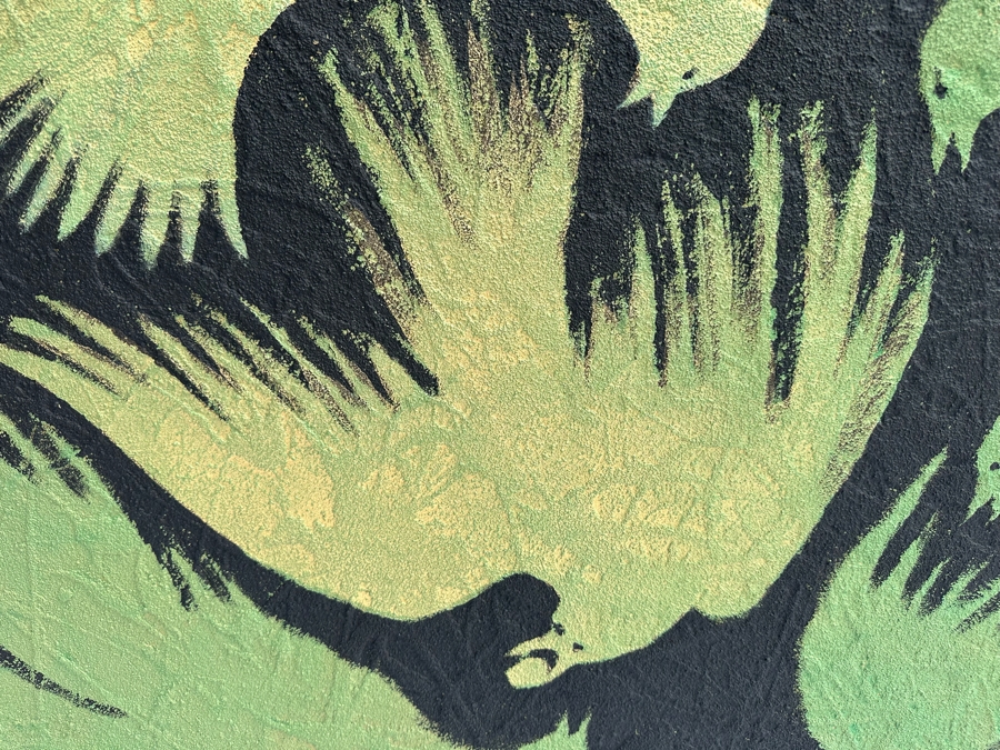 Gerrit Greve (1948-2024, Cardiff by the Sea, CA) Original Mixed Media Acrylic Painting Titled 'Ravens Play' Signed Verso 48' X 36' Estimate $1,000-$2,000 [Photo 4]