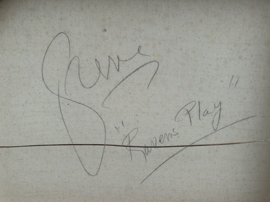 Gerrit Greve (1948-2024, Cardiff by the Sea, CA) Original Mixed Media Acrylic Painting Titled 'Ravens Play' Signed Verso 48' X 36' Estimate $1,000-$2,000 [Photo 12]