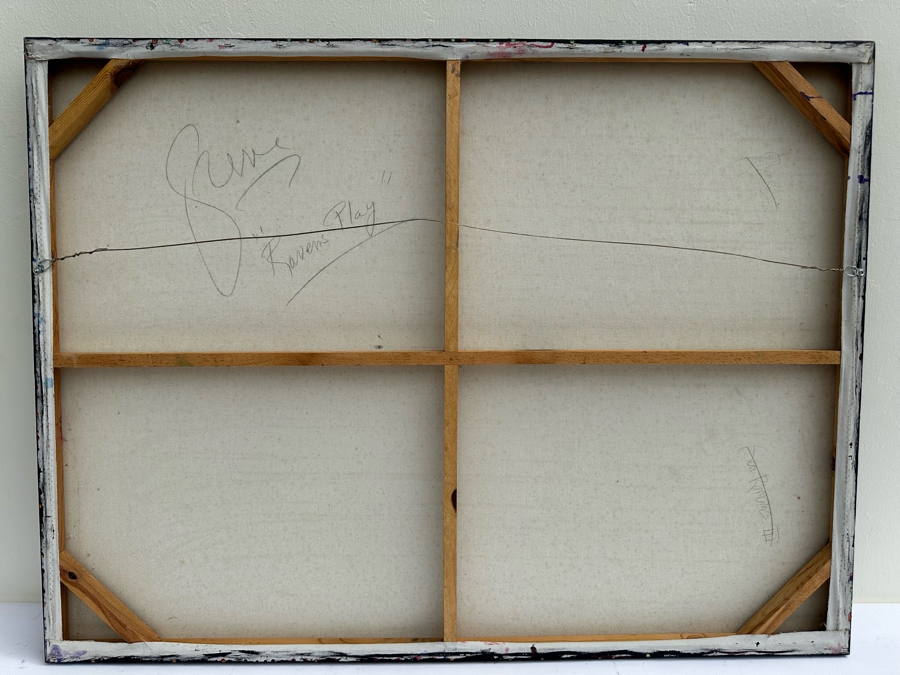 Gerrit Greve (1948-2024, Cardiff by the Sea, CA) Original Mixed Media Acrylic Painting Titled 'Ravens Play' Signed Verso 48' X 36' Estimate $1,000-$2,000 [Photo 11]