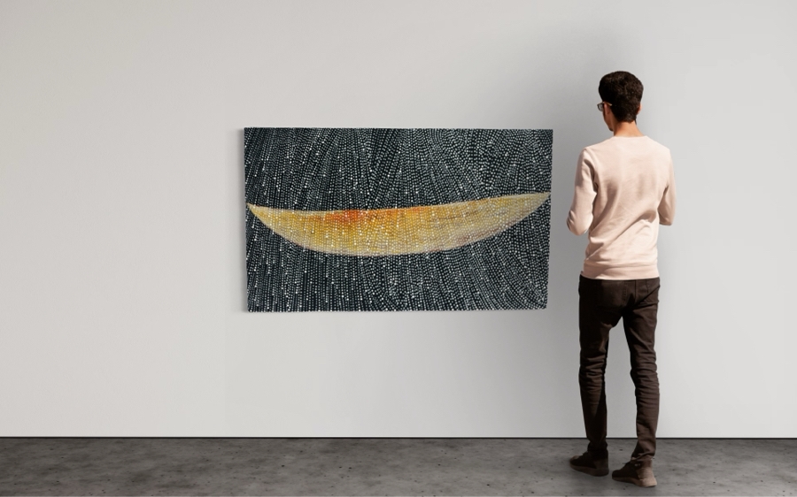 Gerrit Greve (1948-2024, Cardiff by the Sea, CA) Original Abstract Spirit Boats Acrylic Painting On Canvas Titled 'Voyage 3 (In The Rain)' 2011 Signed Verso 60' X 36' Estimate $1,000-$2,000 [Photo 2]