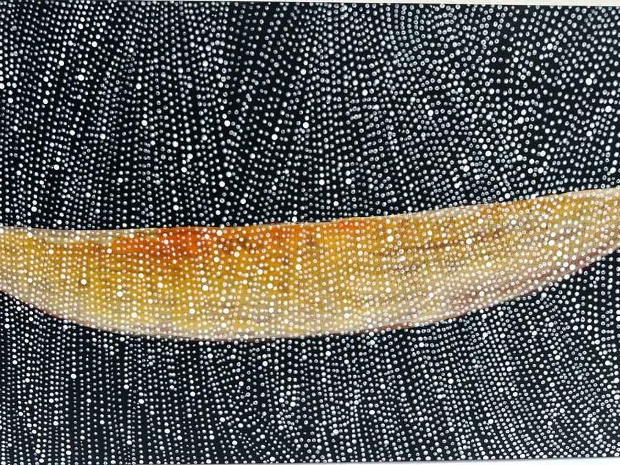 Gerrit Greve (1948-2024, Cardiff by the Sea, CA) Original Abstract Spirit Boats Acrylic Painting On Canvas Titled 'Voyage 3 (In The Rain)' 2011 Signed Verso 60' X 36' Estimate $1,000-$2,000 [Photo 4]