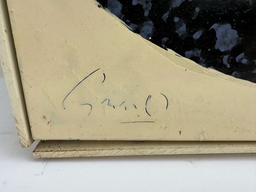 Gerrit Greve (1948-2024, Cardiff by the Sea, CA) Original Early Abstract Acrylic Painting On Board Titled 'African Mother With Child And Dog' Signed Front 28' X 40' Estimate $1,000-$2,000 [Photo 6]