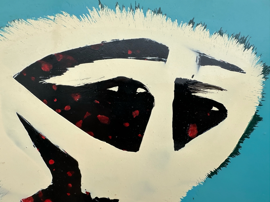 Gerrit Greve (1948-2024, Cardiff by the Sea, CA) Original Early Abstract Acrylic Painting On Board Titled 'African Mother With Child And Dog' Signed Front 28' X 40' Estimate $1,000-$2,000 [Photo 8]