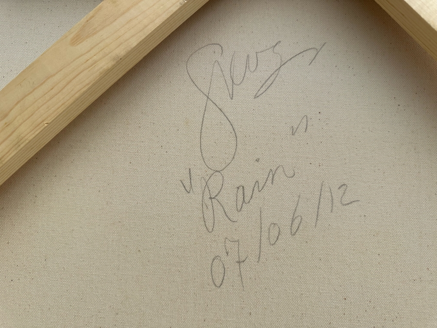 Gerrit Greve (1948-2024, Cardiff by the Sea, CA) Original Abstract Acrylic Painting On Canvas Titled 'Rain' 2012 Signed Verso 36' X 60' Estimate $1,000-$2,000 [Photo 9]