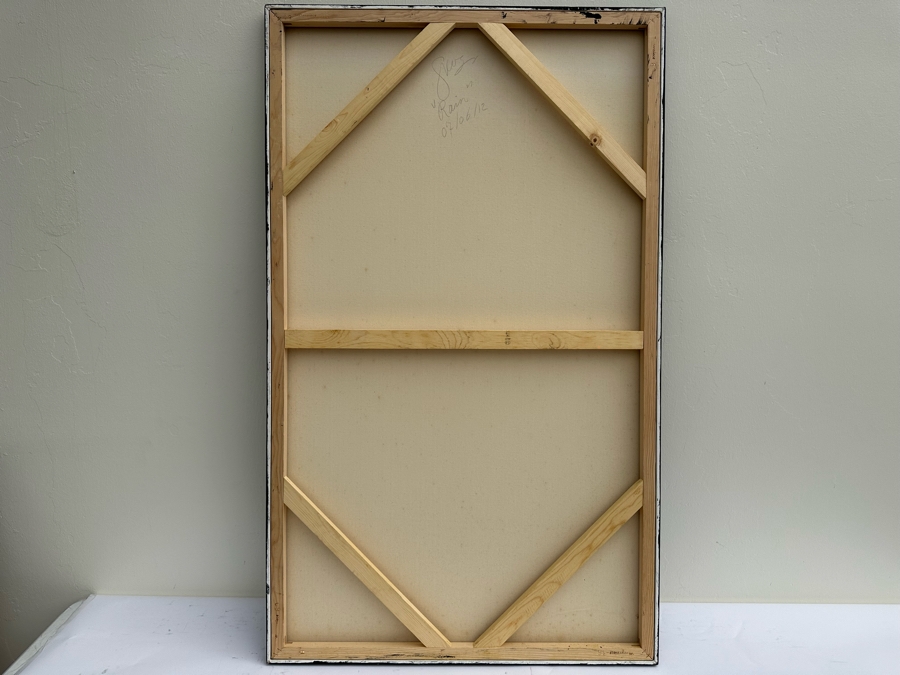 Gerrit Greve (1948-2024, Cardiff by the Sea, CA) Original Abstract Acrylic Painting On Canvas Titled 'Rain' 2012 Signed Verso 36' X 60' Estimate $1,000-$2,000 [Photo 7]