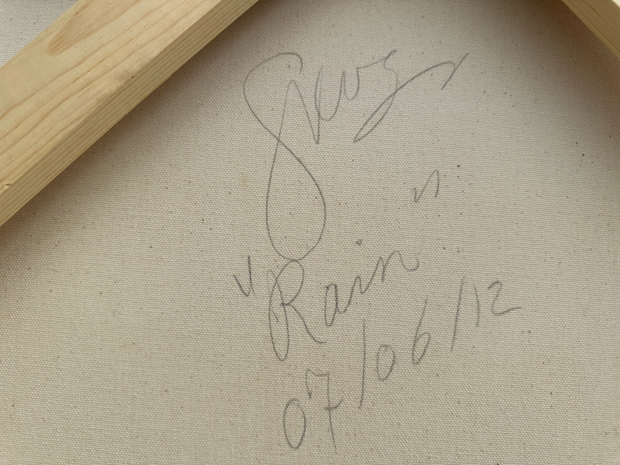 Gerrit Greve (1948-2024, Cardiff by the Sea, CA) Original Abstract Acrylic Painting On Canvas Titled 'Rain' 2012 Signed Verso 36' X 60' Estimate $1,000-$2,000 [Photo 8]