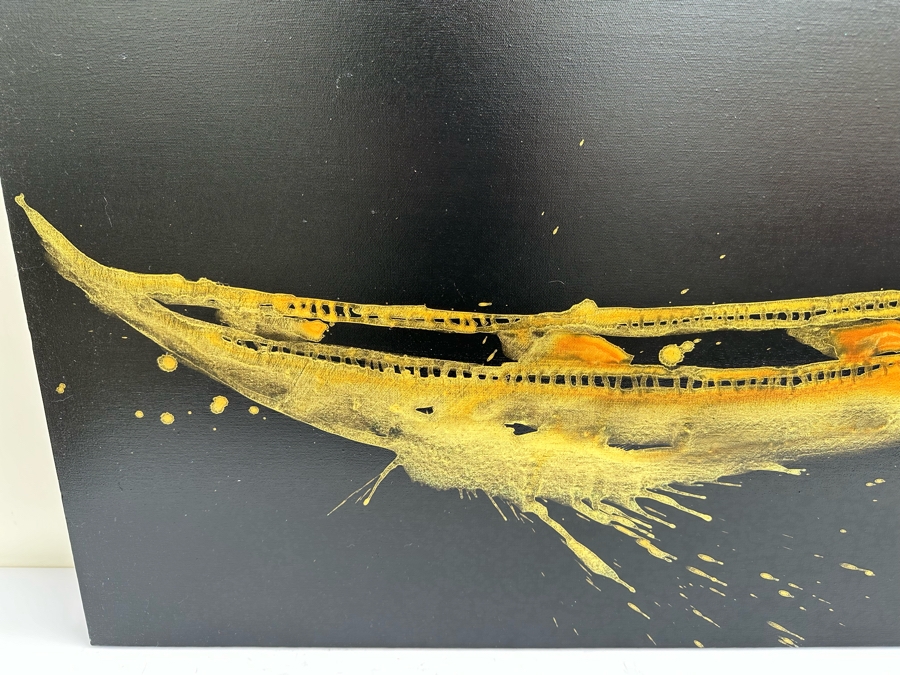 Gerrit Greve (1948-2024, Cardiff by the Sea, CA) Original Abstract Spirit Boats Acrylic Painting On Canvas Titled 'Voyage 78' 2012 Signed Verso 48' X 36' Estimate $1,000-$2,000 (Updated Size) [Photo 2]