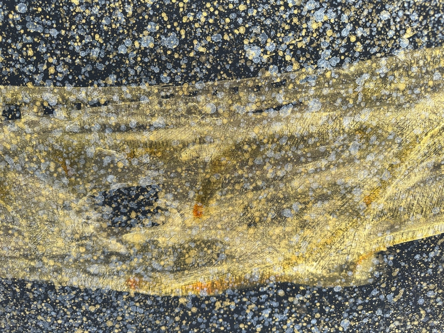 Gerrit Greve (1948-2024, Cardiff by the Sea, CA) Original Abstract Spirit Boats Acrylic Painting On Canvas Titled 'Whaling' Signed Verso 72' X 48' Estimate $1,500-$3,000 [Photo 4]