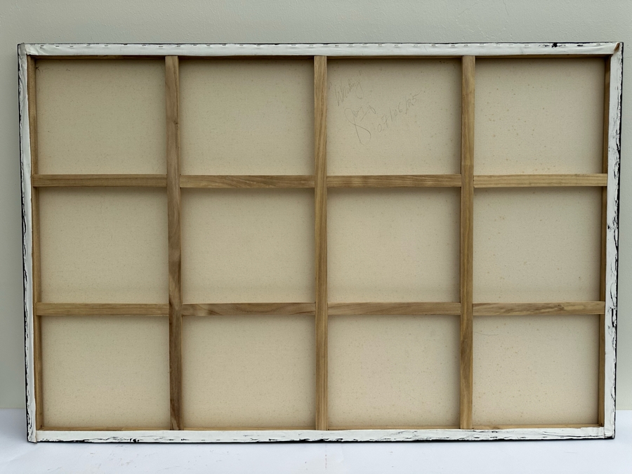 Gerrit Greve (1948-2024, Cardiff by the Sea, CA) Original Abstract Spirit Boats Acrylic Painting On Canvas Titled 'Whaling' Signed Verso 72' X 48' Estimate $1,500-$3,000 [Photo 9]