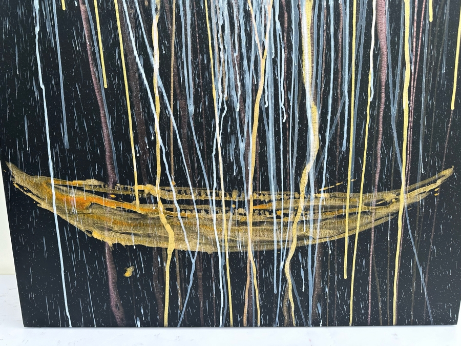 Gerrit Greve (1948-2024, Cardiff by the Sea, CA) Original Abstract Spirit Boats Acrylic Painting On Canvas Titled 'Voyage 91' 2012 Signed Verso 40' X 60' Estimate $1,500-$3,000 [Photo 3]