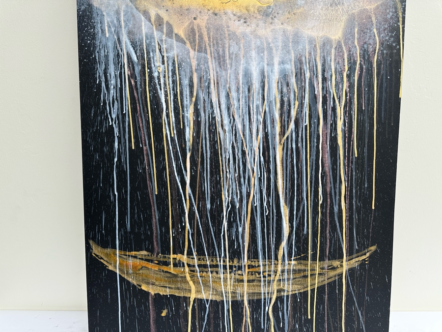 Gerrit Greve (1948-2024, Cardiff by the Sea, CA) Original Abstract Spirit Boats Acrylic Painting On Canvas Titled 'Voyage 91' 2012 Signed Verso 40' X 60' Estimate $1,500-$3,000 [Photo 7]