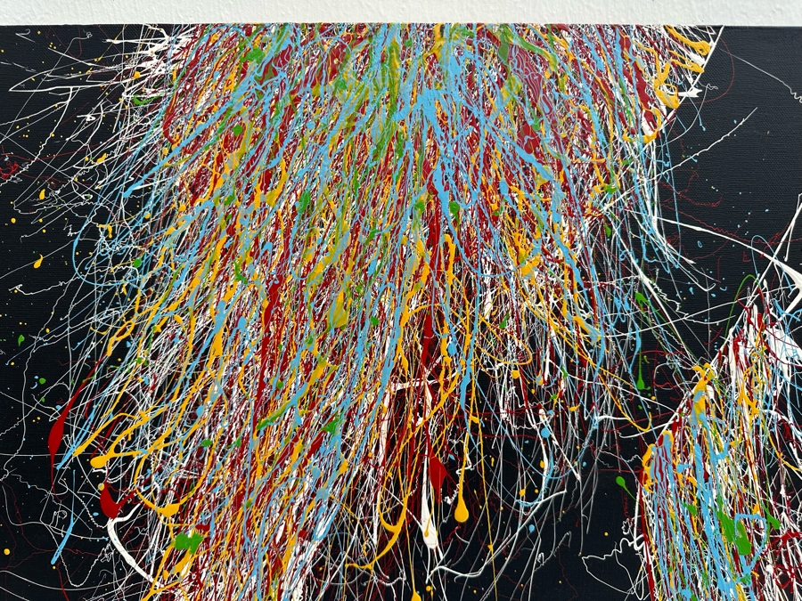 Gerrit Greve (1948-2024, Cardiff by the Sea, CA) Original Colorful Abstract Nude Woman Drip Painting On Canvas In Manner Of Jackson Pollock Signed Front 30' X 40' Estimate $1,000-$2,000 [Photo 5]