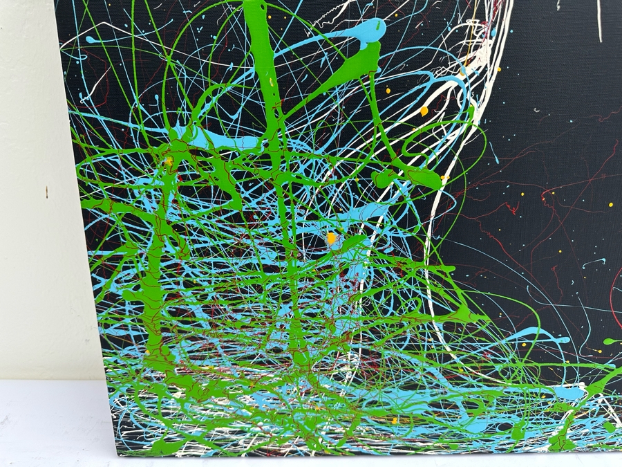 Gerrit Greve (1948-2024, Cardiff by the Sea, CA) Original Colorful Abstract Nude Woman Drip Painting On Canvas In Manner Of Jackson Pollock Signed Front 30' X 40' Estimate $1,000-$2,000 [Photo 7]