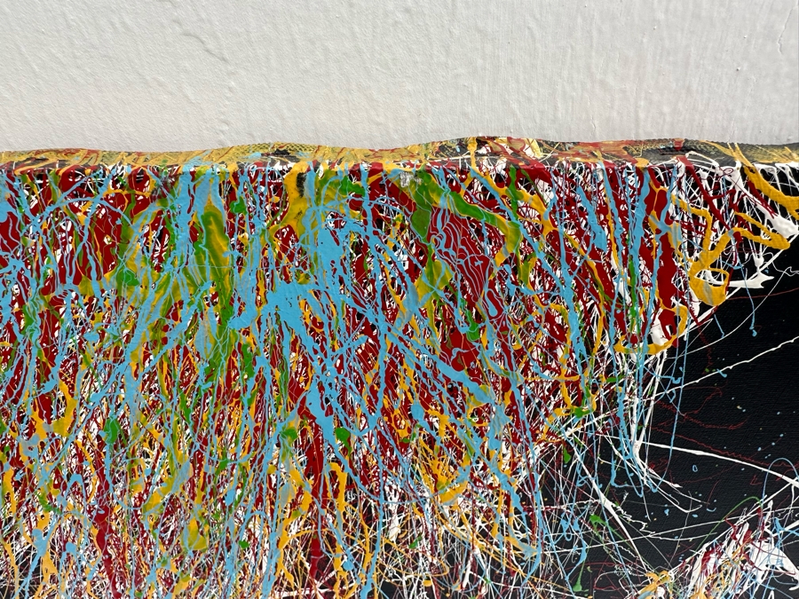 Gerrit Greve (1948-2024, Cardiff by the Sea, CA) Original Colorful Abstract Nude Woman Drip Painting On Canvas In Manner Of Jackson Pollock Signed Front 30' X 40' Estimate $1,000-$2,000 [Photo 6]