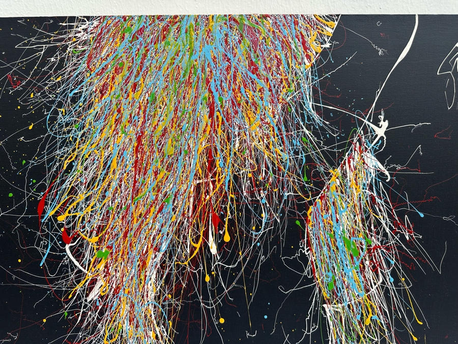 Gerrit Greve (1948-2024, Cardiff by the Sea, CA) Original Colorful Abstract Nude Woman Drip Painting On Canvas In Manner Of Jackson Pollock Signed Front 30' X 40' Estimate $1,000-$2,000 [Photo 3]