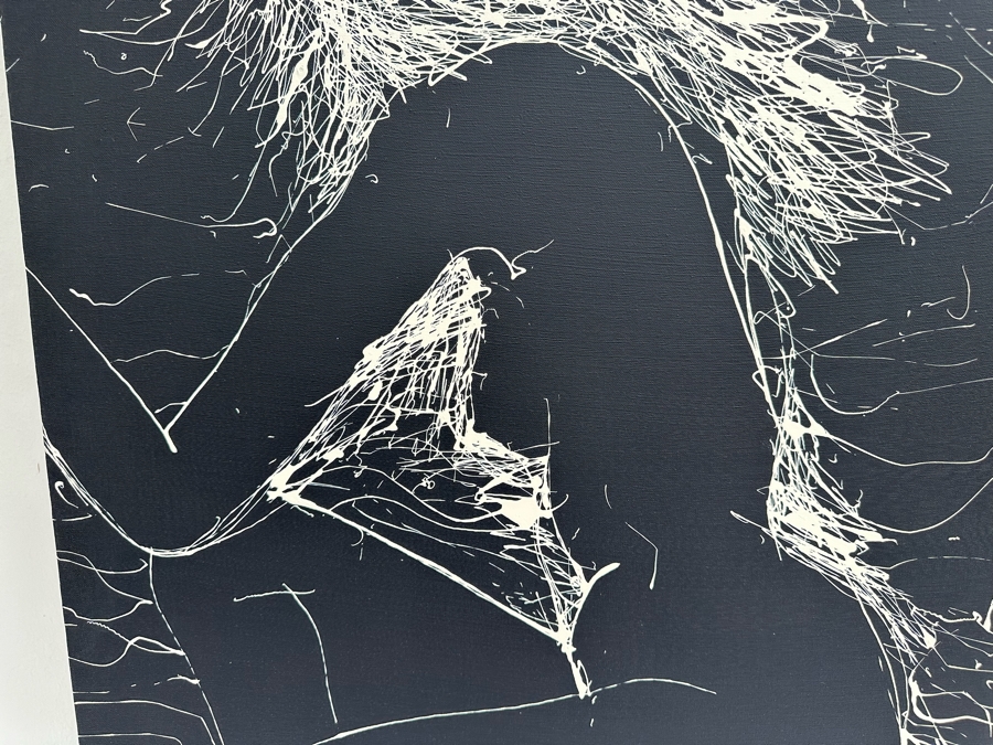 Gerrit Greve (1948-2024, Cardiff by the Sea, CA) Original Abstract B&W Nude Woman Drip Painting On Canvas Signed Front 30' X 40' Estimate $1,000-$2,000 [Photo 4]
