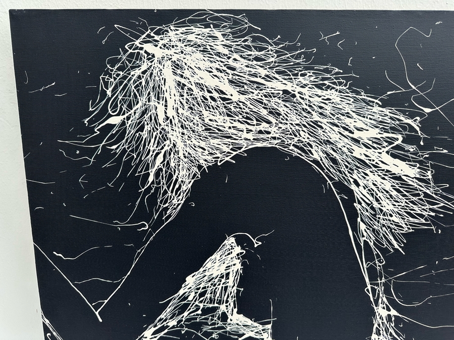 Gerrit Greve (1948-2024, Cardiff by the Sea, CA) Original Abstract B&W Nude Woman Drip Painting On Canvas Signed Front 30' X 40' Estimate $1,000-$2,000 [Photo 3]