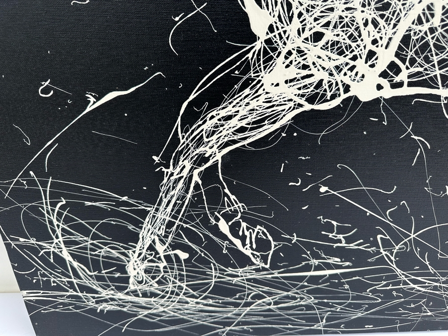 Gerrit Greve (1948-2024, Cardiff by the Sea, CA) Original Abstract B&W Horse Drip Painting On Canvas Signed Front 30' X 40' Estimate $1,000-$2,000 [Photo 4]