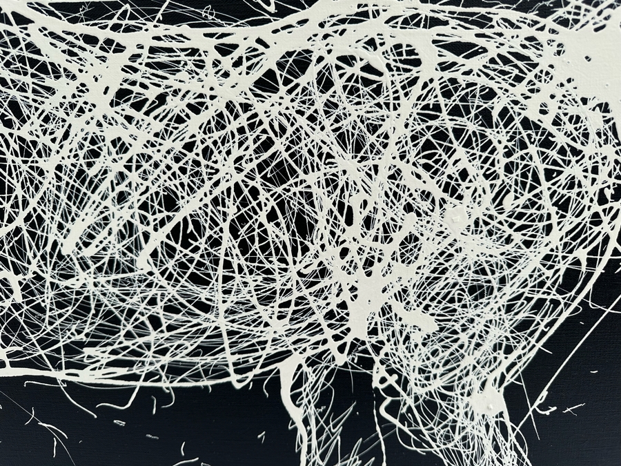 Gerrit Greve (1948-2024, Cardiff by the Sea, CA) Original Abstract B&W Horse Drip Painting On Canvas Signed Front 30' X 40' Estimate $1,000-$2,000 [Photo 7]