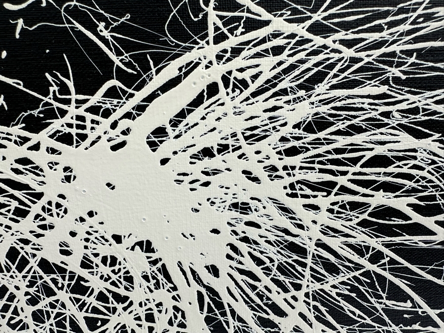 Gerrit Greve (1948-2024, Cardiff by the Sea, CA) Original Abstract B&W Horse Drip Painting On Canvas Signed Front 30' X 40' Estimate $1,000-$2,000 [Photo 6]