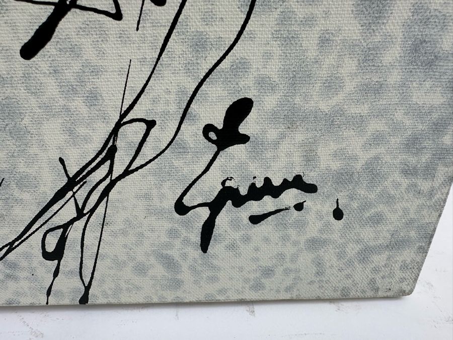 Gerrit Greve (1948-2024, Cardiff by the Sea, CA) Original Abstract B&W Nude Man Hugging Woman Drip Painting On Canvas Titled 'Holding Ritual' Signed Front 30' X 40' Retails $2,600 Estimate $1,000-$2,000 [Photo 9]