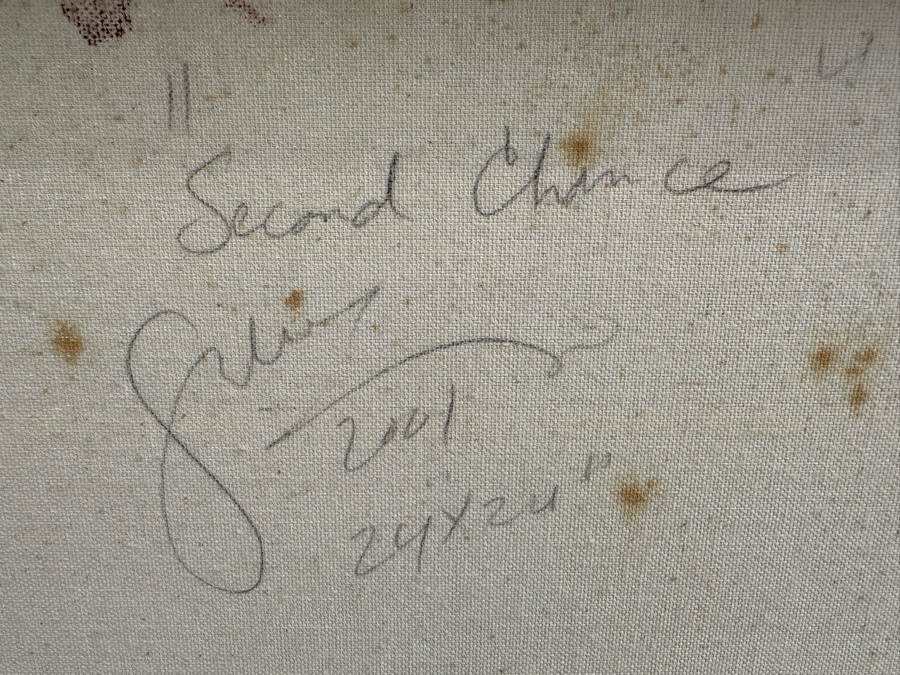Gerrit Greve (1948-2024, Cardiff by the Sea, CA) Original Mixed Media Icon Series Acrylic Painting On Canvas Titled 'Second Chance' 2001 Signed Verso 24' X 24' Retails $3,200 Estimate $1,000-$2,000 [Photo 9]